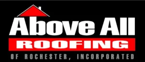 Above All roofing black background logo