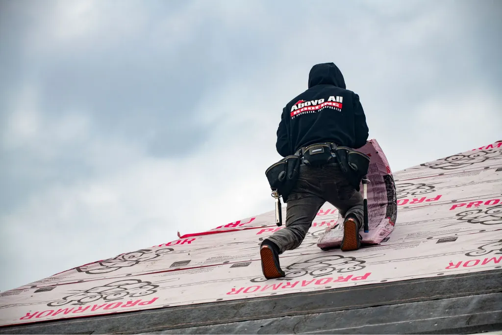 Emergency roof repair by Above All Roofing after storm damage in Rochester, MN