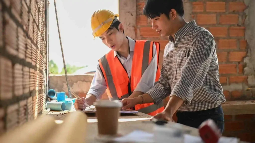 Homeowner interviewing a roofing contractor